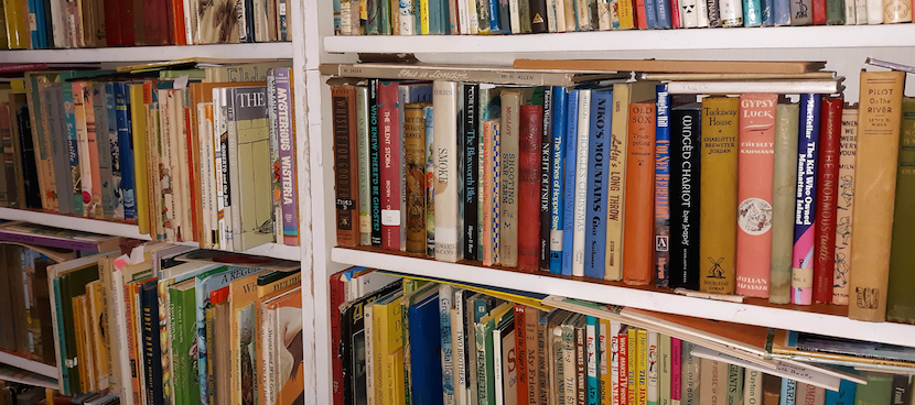 childrens books on a shelf
